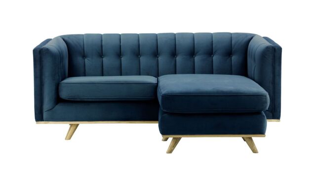 Vicenza Universal Corner Sofa, blue, Leg colour: wax black - image 1