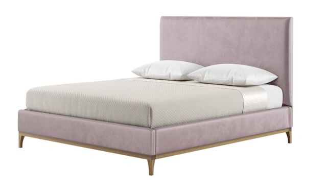 Diane 6ft Super King Size Bed Frame with modern smooth headboard, lilac, Leg colour: wax black - image 1
