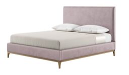 Diane 6ft Super King Size Bed Frame with modern smooth headboard, lilac, Leg colour: wax black - thumbnail 1