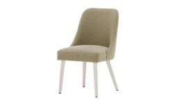 Albion Dining Chair, beige, Leg colour: white - thumbnail 1
