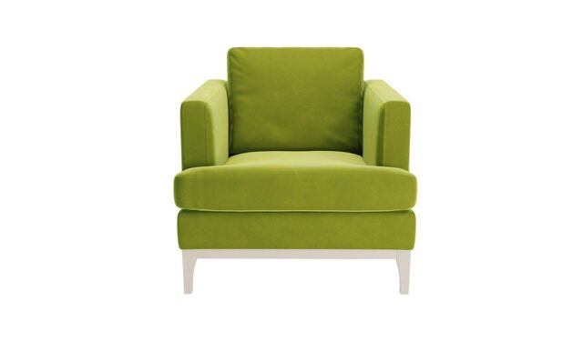 Scarlett Armchair, olive green, Leg colour: white - image 1