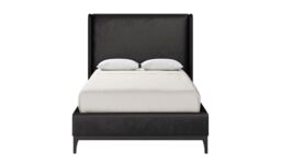 Diane 4ft Small Double Bed Frame with modern smooth wing headboard, black, Leg colour: black - thumbnail 5