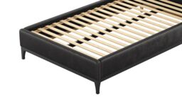 Diane 4ft Small Double Bed Frame with modern smooth wing headboard, black, Leg colour: black - thumbnail 2