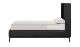 Diane 4ft Small Double Bed Frame with modern smooth wing headboard, black, Leg colour: black - thumbnail 4