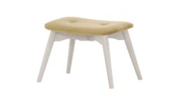 Ducon Velvet Footstool, beige, Leg colour: white