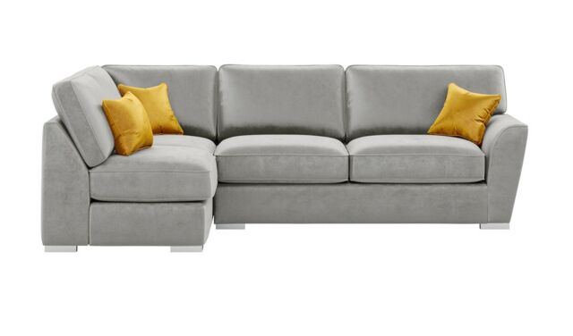 Majestic New Left Hand Corner Sofa with Fitted Back Cushions, silver/mustard - image 1