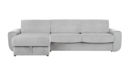 Salsa corner sofa bed with storage, silver