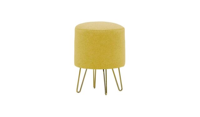 Flair Small Round Pouffe Metal Legs, yellow - image 1