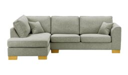 Avos Left Hand Corner Sofa Bed, grey, Leg colour: dark oak - thumbnail 1