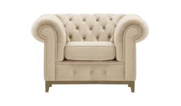 Chesterfield Grand Armchair, light beige, Leg colour: wax black - thumbnail 1