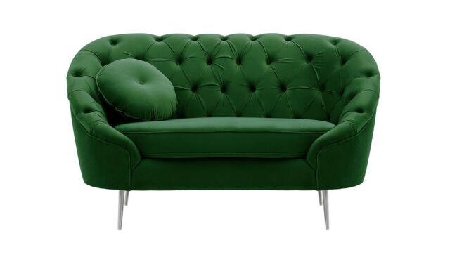 Kooper Armchair with quilting, dark green, Leg colour: chrome metal - image 1