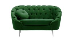 Kooper Armchair with quilting, dark green, Leg colour: chrome metal - thumbnail 1