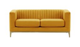 Slender Wood 2 Seater Sofa, mustard, Leg colour: wax black