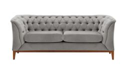 Chesterfield Modern 2 Seater Sofa Wood, silver, Leg colour: aveo
