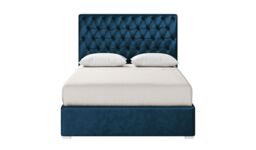 Jewel 4ft6 Double Bed Frame With Luxury Deep Button Quilted Headboard, blue, Leg colour: white - thumbnail 5