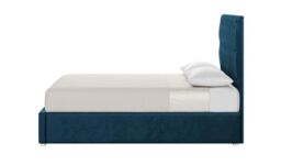 Jewel 4ft6 Double Bed Frame With Luxury Deep Button Quilted Headboard, blue, Leg colour: white - thumbnail 4