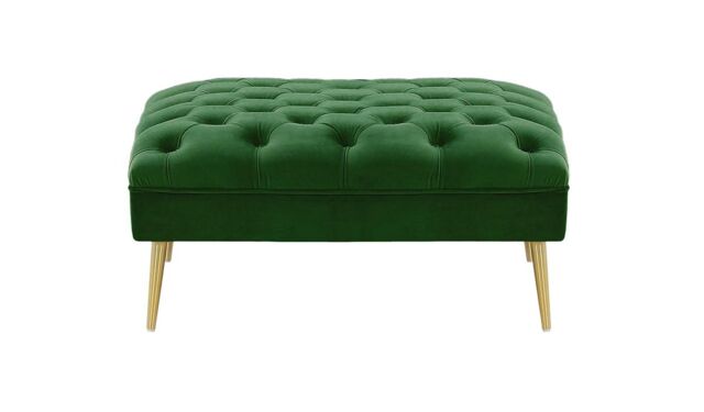Chesterfield Modern Footstool, cream, Leg colour: gold metal