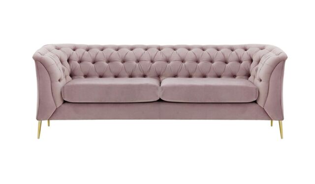 Chesterfield Modern 2,5 Seater Sofa, lilac, Leg colour: gold metal - image 1