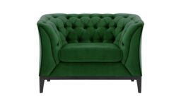 Chesterfield Modern Armchair Wood, dark green, Leg colour: black