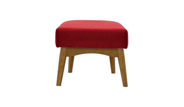 Hollis Footstool, olive green, Leg colour: dark oak - image 1