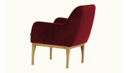 Beca Armchair with Wooden Legs, dark red, Leg colour: like oak - thumbnail 2