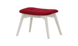 Ducon Velvet Footstool, dark red, Leg colour: white