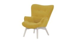 Ducon Mini Children's Wingback Chair, yellow, Leg colour: white - thumbnail 1