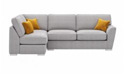 Majestic New Left Hand Corner Sofa with Fitted Back Cushions, light grey/mustard