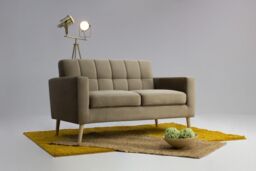 Neat 2 Seater Sofa in a Box, light blue, Leg colour: dark oak - thumbnail 2