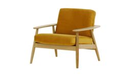 Demure Armchair, mustard, Leg colour: like oak