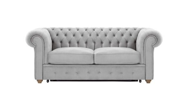 Chesterfield Max Borneo 2-seater sofa bed, silver, Leg colour: wax black - image 1