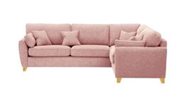 James Large Right Corner Sofa, blush pink, Leg colour: like oak