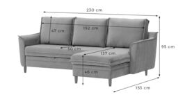 Amour Corner Sofa Bed With Storage, grey - thumbnail 3