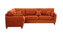 James Large Left Corner Sofa, burnt orange, Leg colour: dark oak