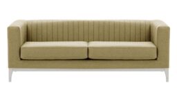 Slender Wood 3 Seater Sofa, beige, Leg colour: white