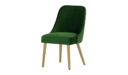 Albion Dining Chair with Stitching, dark green, Leg colour: like oak