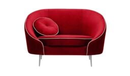 Kooper Armchair, dark red, Leg colour: chrome metal