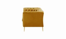 Chesterfield Modern 2 Seater Sofa, mustard, Leg colour: gold metal - thumbnail 3