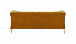 Chesterfield Modern 2 Seater Sofa, mustard, Leg colour: gold metal - thumbnail 2