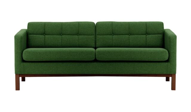 Normann 3 Seater Sofa, dark green, Leg colour: dark oak - image 1