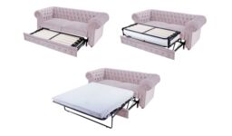 Chesterfield Max Borneo 2-seater sofa bed, lilac, Leg colour: wax black - thumbnail 2
