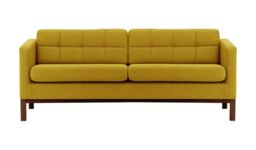 Normann 3 Seater Sofa, mustard, Leg colour: dark oak