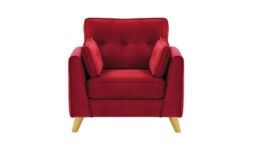 Magnus Armchair, dark red, Leg colour: like oak - thumbnail 1