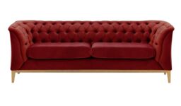 Chesterfield Modern 2,5 Seater Sofa Wood, dark red, Leg colour: like oak