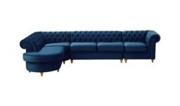 Chesterfield LHF 4-piece Corner Modular Sofa, light blue, Leg colour: black