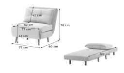 Flic Single Sofa Bed Chair - width 77 cm, V 36 - Peacock, Leg colour: like oak - thumbnail 2