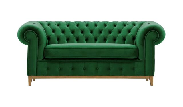 Chesterfield Grand 2 Seater Sofa, dark green, Leg colour: like oak - image 1