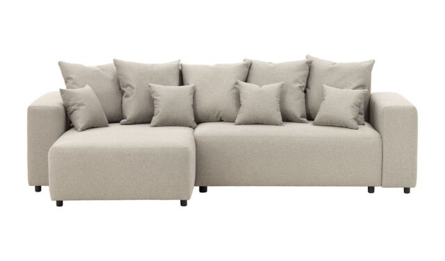 Homely Left Hand Corner Sofa Bed, boucle grey - image 1