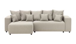 Homely Left Hand Corner Sofa Bed, boucle grey - thumbnail 1