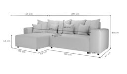 Homely Left Hand Corner Sofa Bed, boucle grey - thumbnail 2